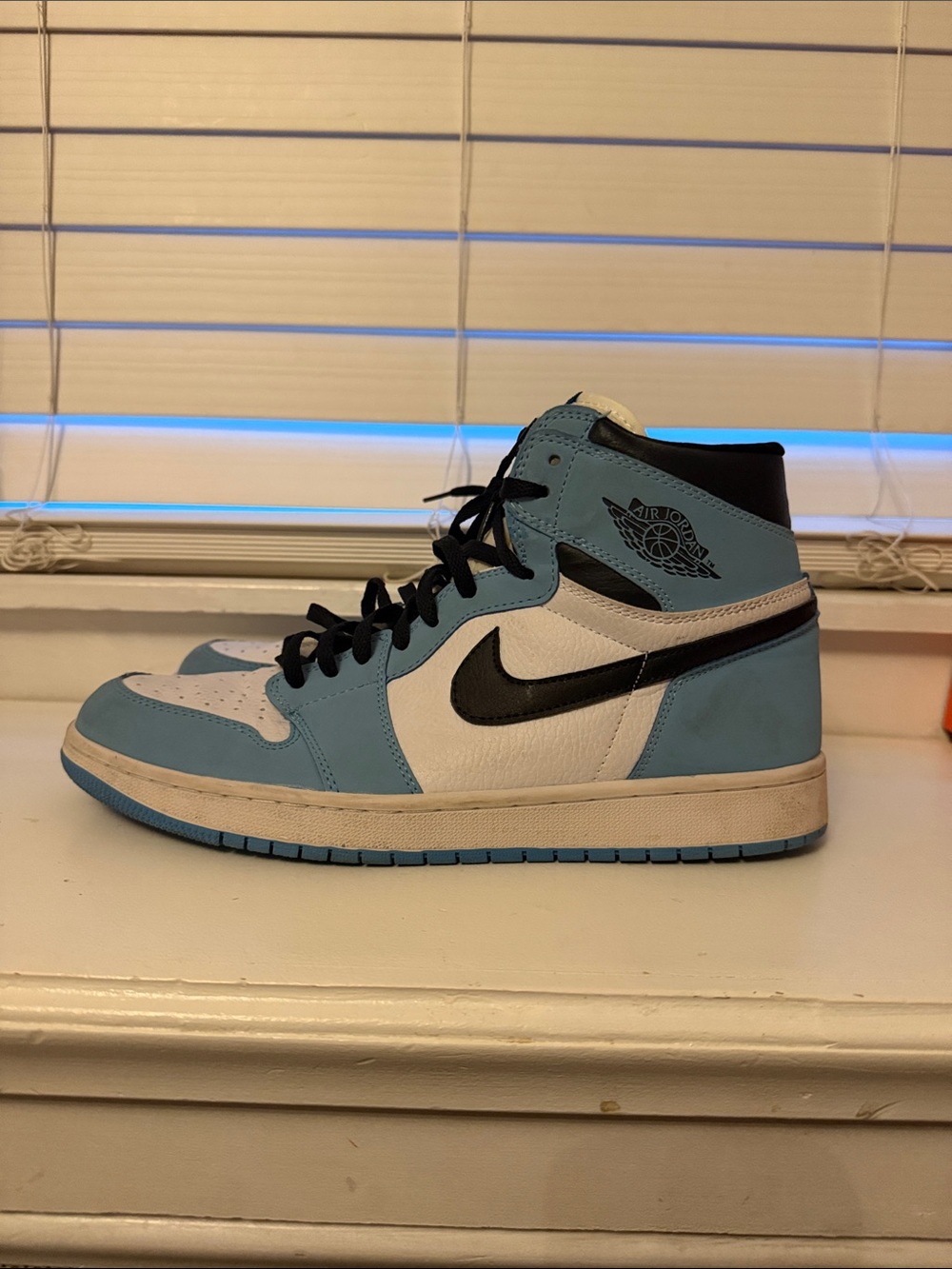 Nike Air Jordan 1 High White, Light Blue & Black Men's Sneaker